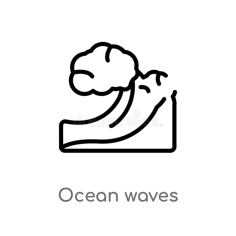 Outline Ocean Vector Icon. Isolated Black Simple Line Element Illustration from Summer Concept