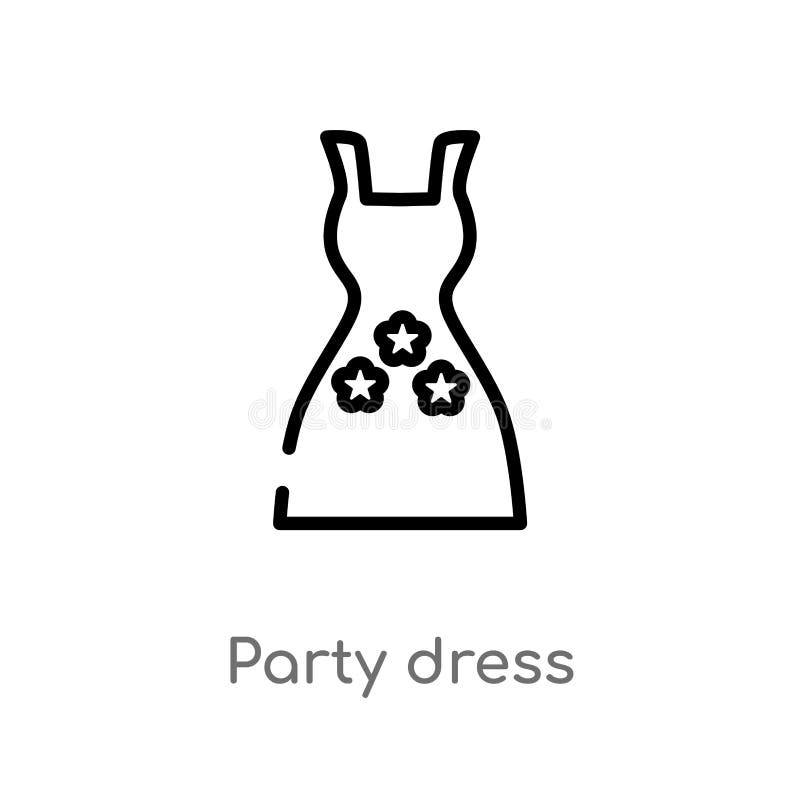 Outline Party Dress Vector Icon. Isolated Black Simple Line Element ...