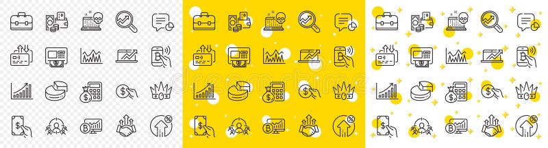 Outline Portfolio, Investment and Graph chart line icons. For web app. Vector vector illustration