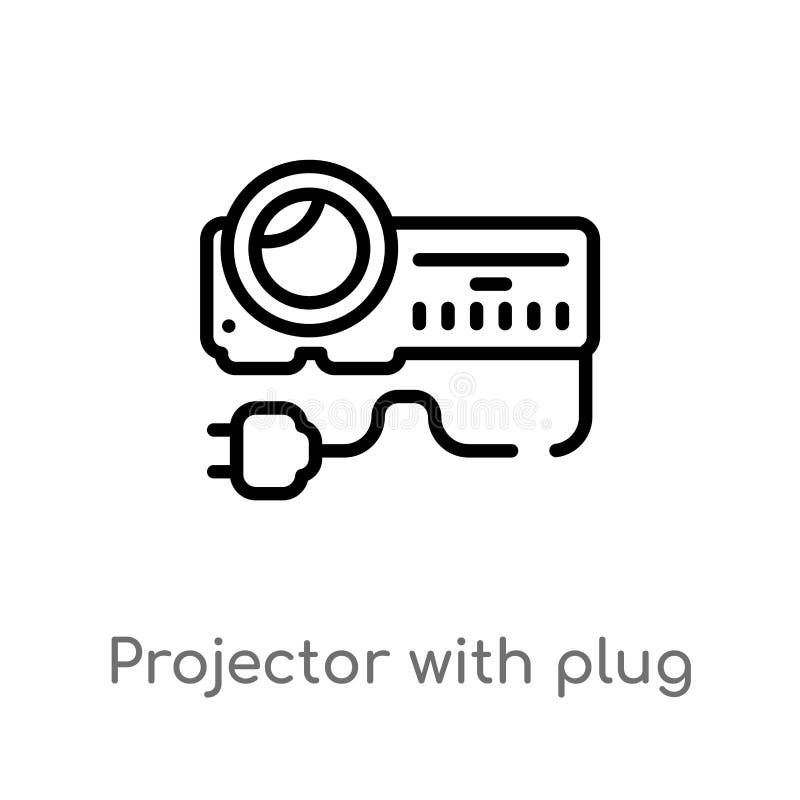outline projector with plug vector icon. isolated black simple line element illustration from cinema concept. editable vector stock illustration outline projector with plug vector icon. isolated black simple line element illustration from cinema concept. editable vector stock illustration