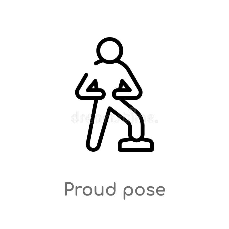 outline proud pose vector icon. isolated black simple line element illustra...