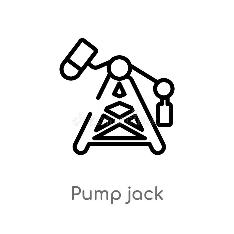 Outline Pump Jack Vector Icon. Isolated Black Simple Line Element