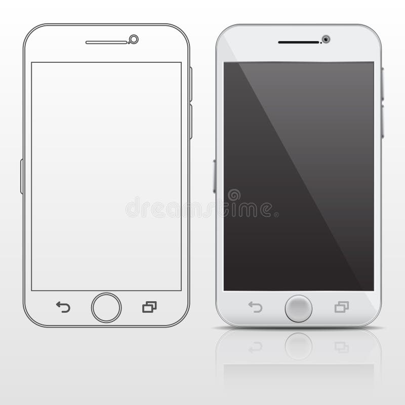 outline and realistic smartphone cell phone vector design template cellphone template