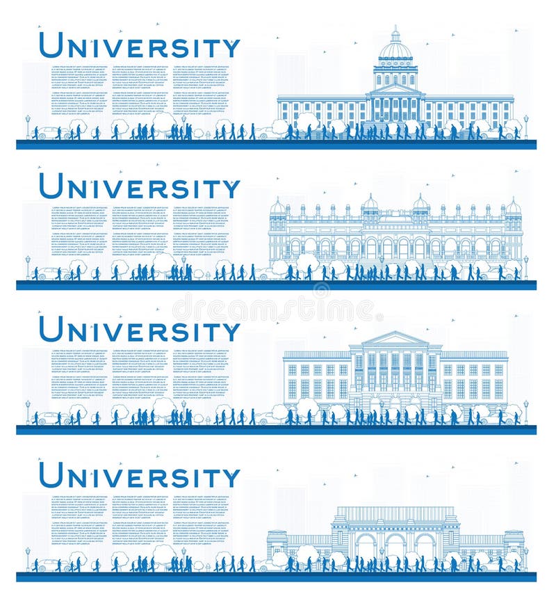 Outline Set of University Campus Study Banners stock illustration