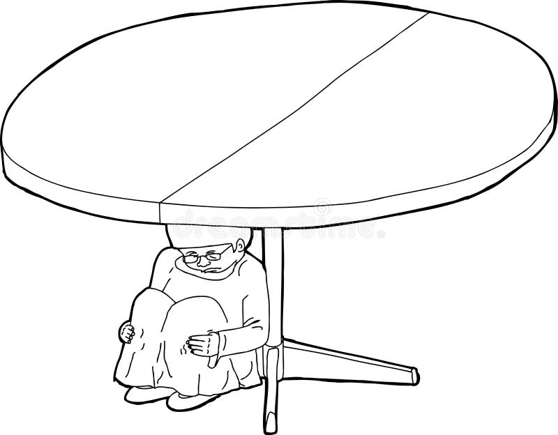 Outline of Shaking Girl Under Table vector illustration Outline of Shaking Girl Under Table vector illustration