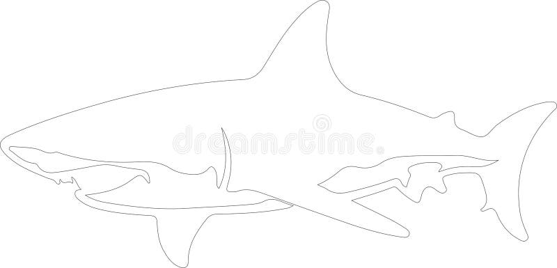 Great White Shark Outline Silhouette Generative Ai Stock Vector