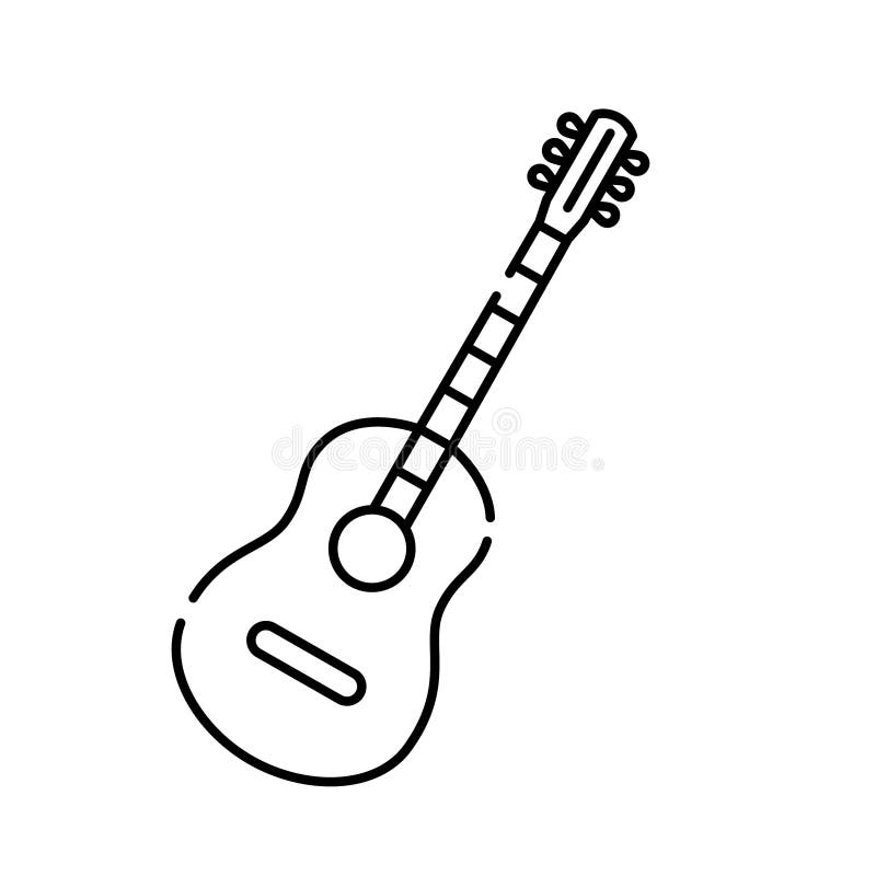 Outline, Simple Vector Guitar Icon Isolated on White Background. Stock ...