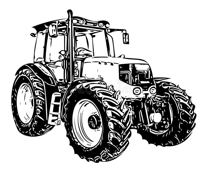Outline Sketch Illustration of Tractor Heavy Vehicle Stock Illustration ...