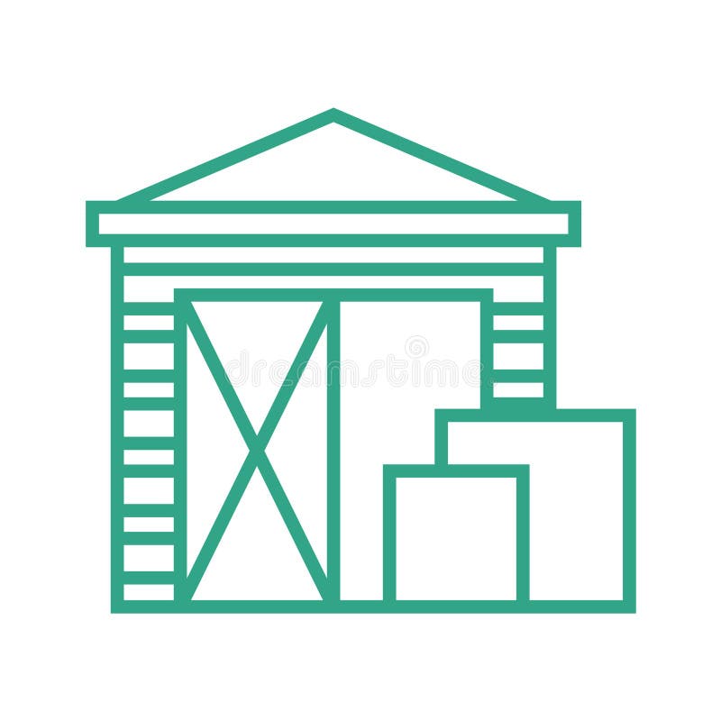 Outline Small Warehouse Icon Isolated on White Background. Part of