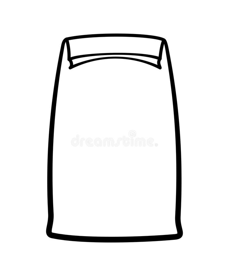 Outline Style Paper Lunch Bag Isolated Illustration on White Background