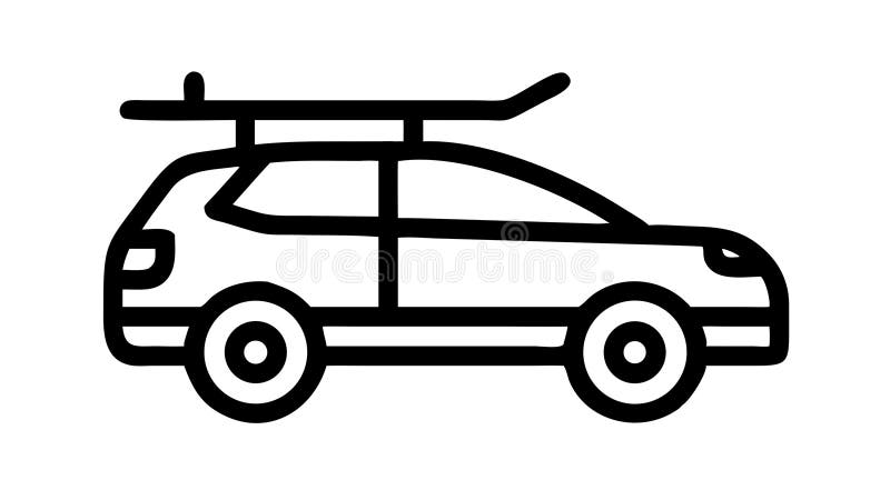 Outline SUV with roof rack icon, representing adventure vehicle, vector design Generative AI royalty free illustration