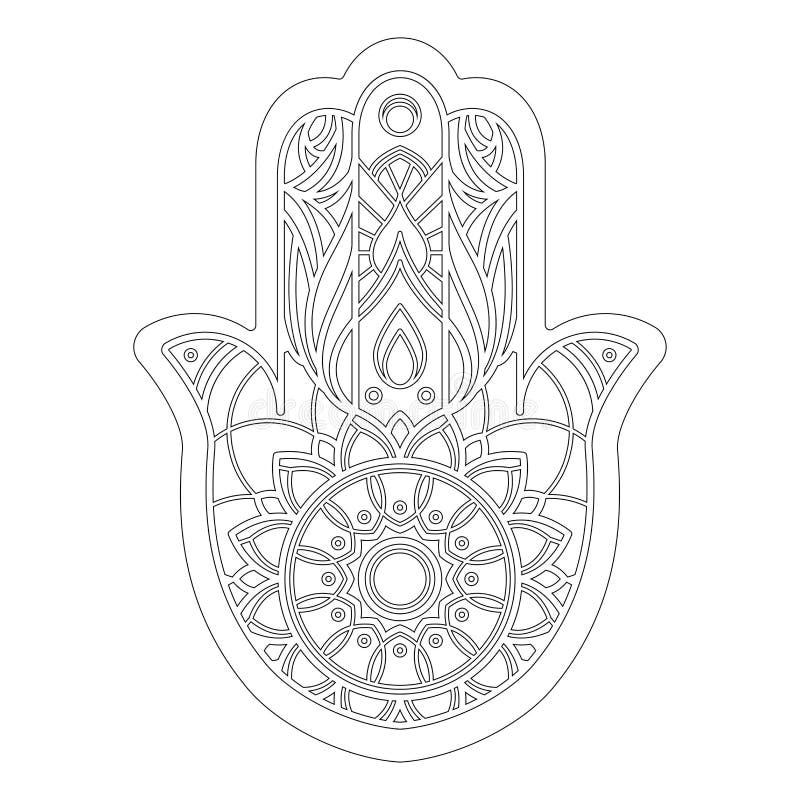 Vector Line Art Of Hamsa Hand Stock Vector Illustration Of Page Protection