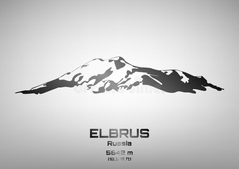 Outline vector illustration of steel Mt. Elbrus