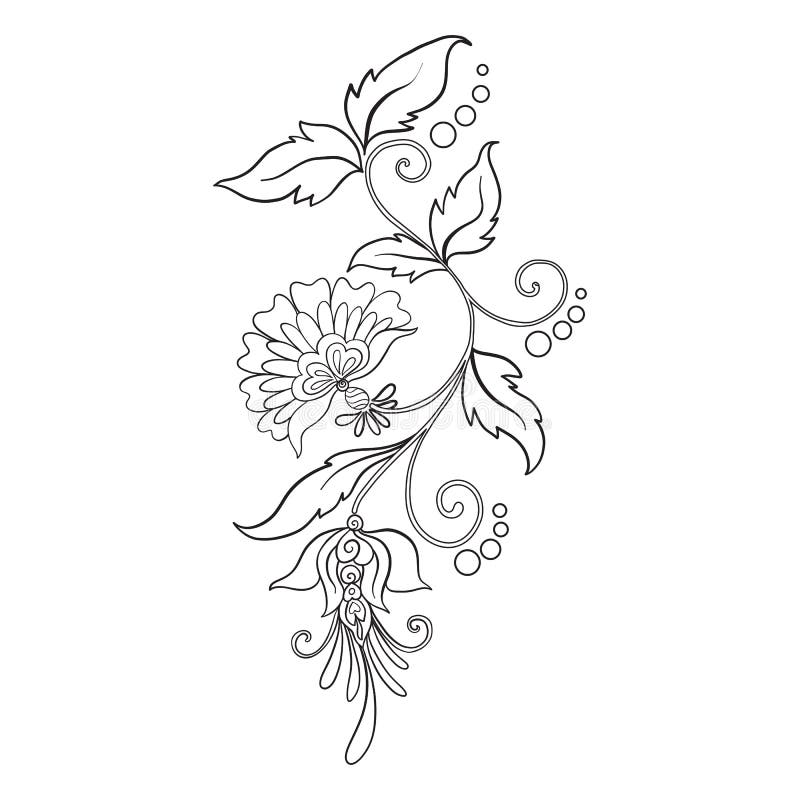 Outline Vintage Flowers Bouquet or Pattern Stock Vector - Illustration ...