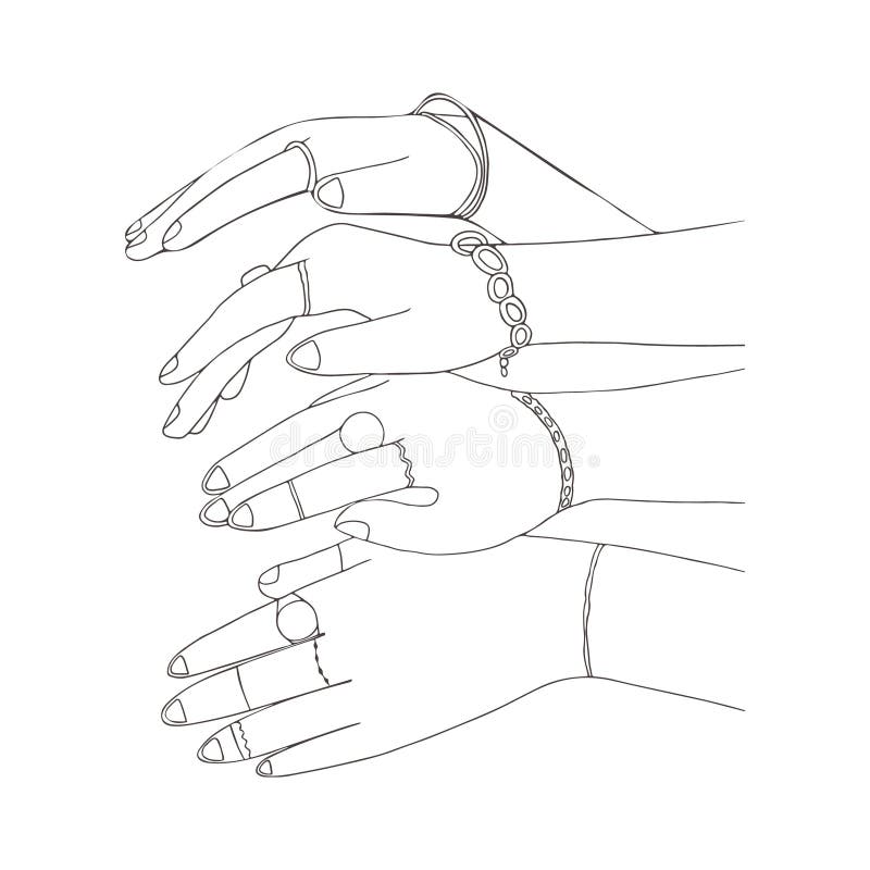 Women`s Hands Holding Moon. Stock Vector - Illustration of rays ...