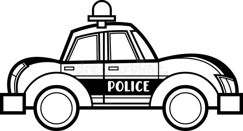 Outlined Cartoon Police Car Stock Vector - Illustration of police ...