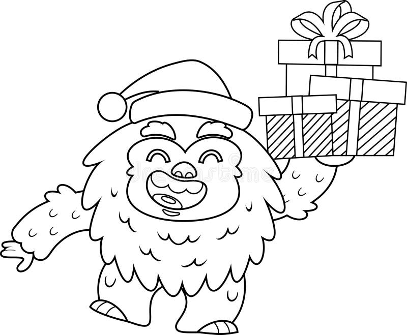 https://thumbs.dreamstime.com/b/outlined-cute-christmas-christmas-yeti-bigfoot-cartoon-character-holding-up-gift-boxes-outlined-cute-christmas-christmas-yeti-294710884.jpg