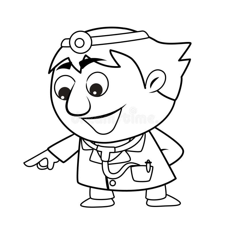 Outlined cute doctor stock vector. Illustration of coloring - 29097991