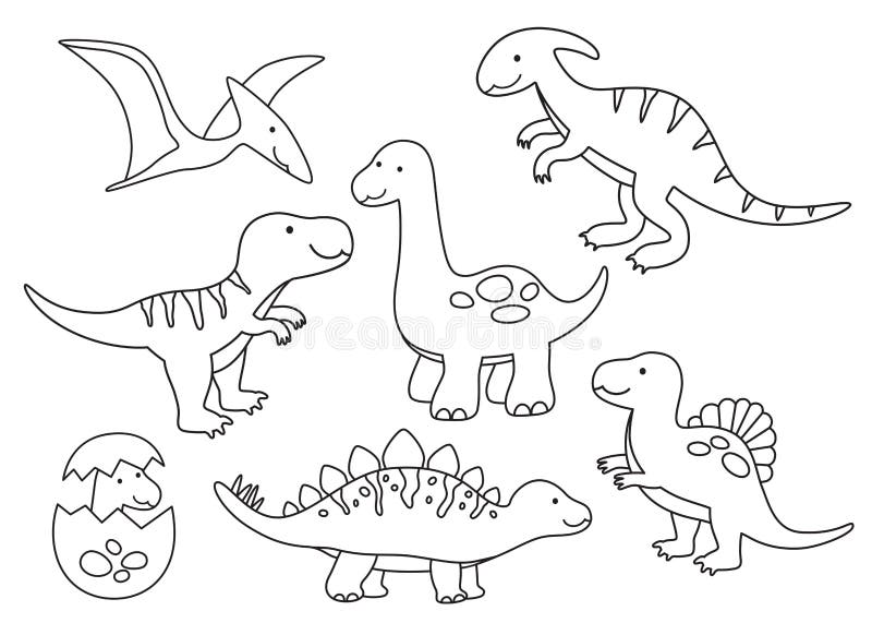 Outlined Dinosaur Vector Illustration for Coloring Stock Vector -  Illustration of cartoon, children: 173463189