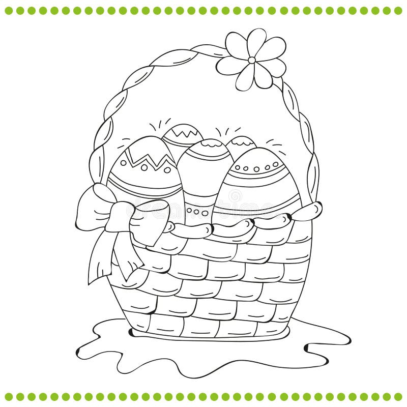 Outlined Easter basket of eggs