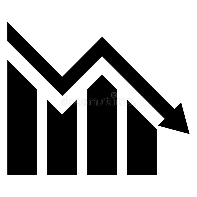 Outlined Falling Graph and Decrease Icon Set for Business Analysis. Vector illustration. Original paintings and drawing. Decrease image vectors