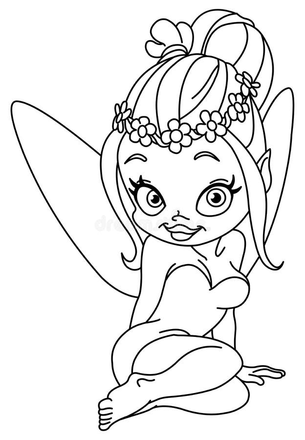 Outlined flower fairy vector illustration
