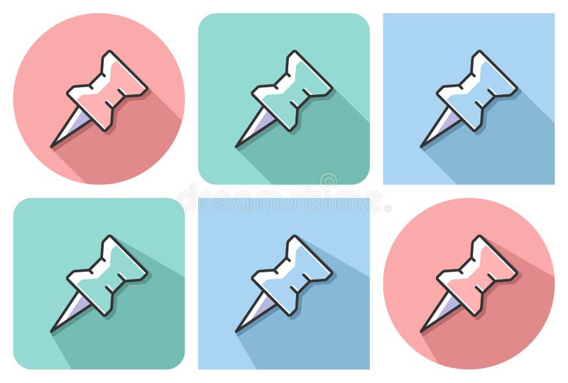 Outlined Icon of Drawing Pin Stock Vector Illustration of drawing