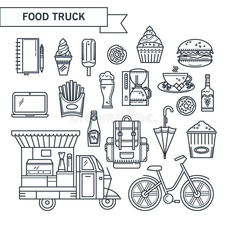 Outlined icons street food