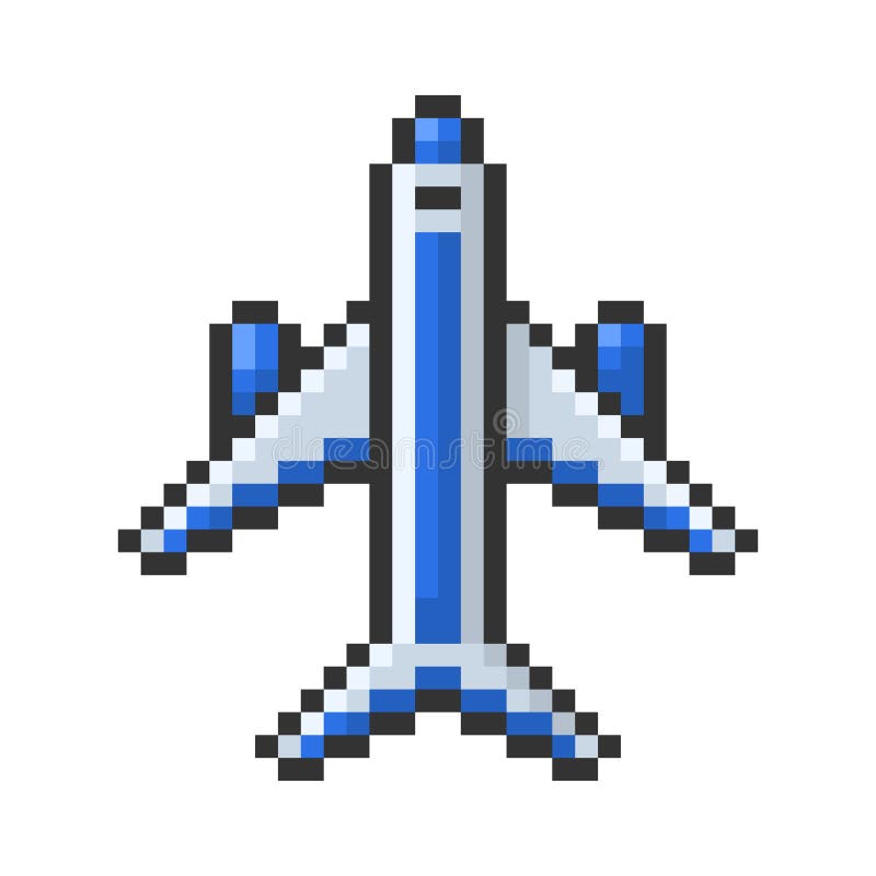 Pixel Art Plane Aircraft Flying In Sky Air Passenger Transport Airline