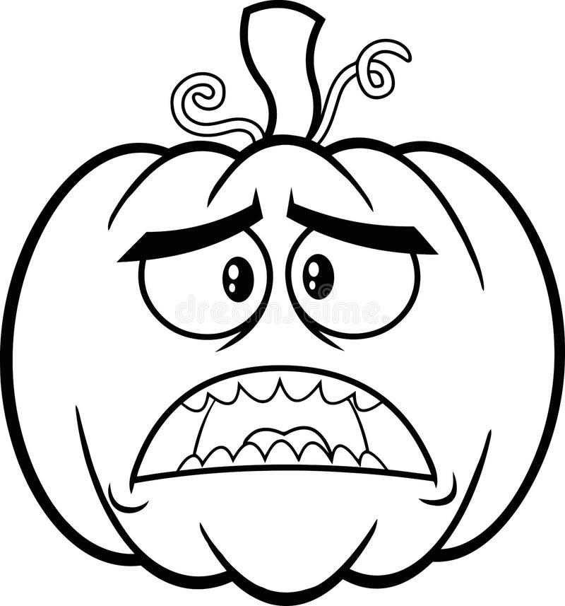 Outlined Scared Cartoon Funny Face Panic Stock Illustration