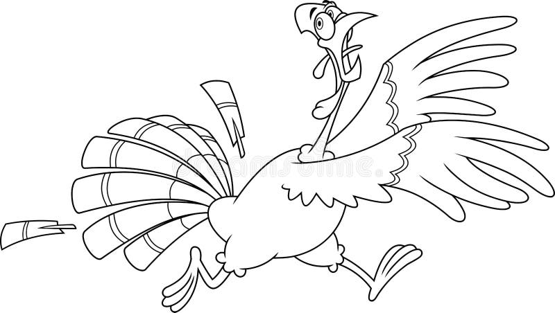 Outlined Scared Turkey Cartoon Characters Running vector illustration