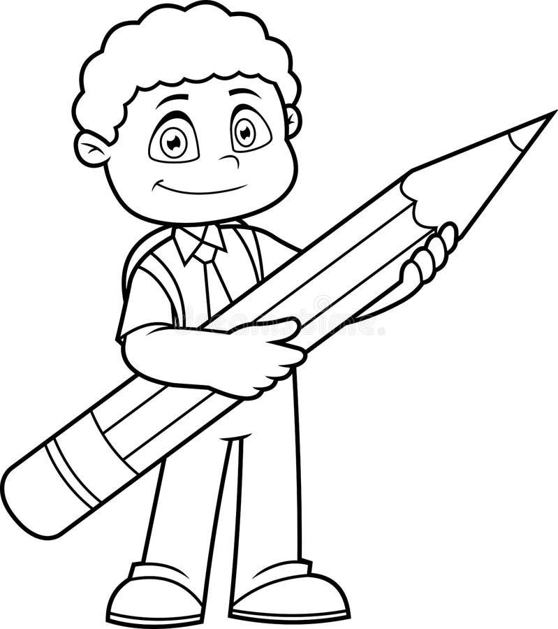 Boy Holding Pencil Stock Illustrations – 1,282 Boy Holding Pencil Stock