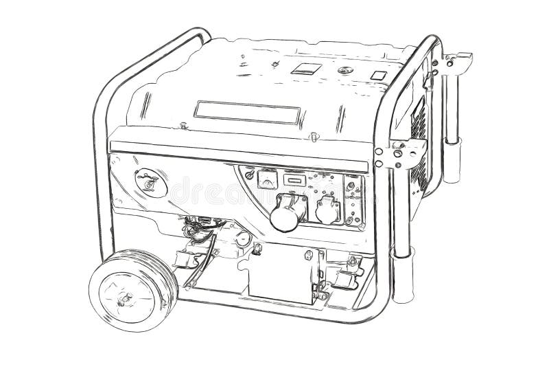 Fremtrædende Pjece tommelfinger Outlines of the Portable Generator Stock Illustration - Illustration of  electric, sketch: 80312959
