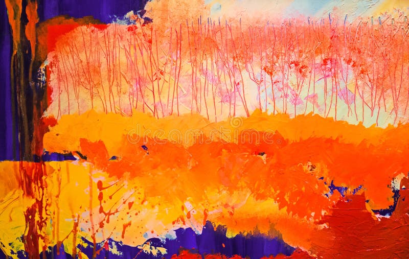 outono abstrato, pintura de paisagem das impressões da queda ilustração royalty free outono abstrato, pintura de paisagem das impressões da queda ilustração royalty free