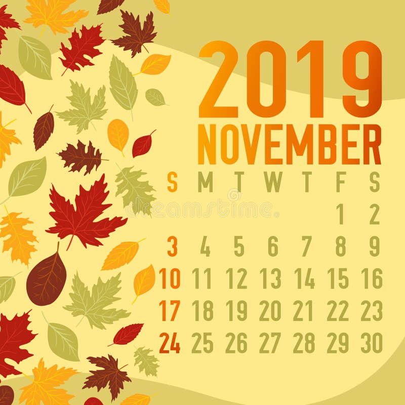 outono/molde 2019 do calendário meses da queda ilustração royalty free outono/molde 2019 do calendário meses da queda ilustração royalty free