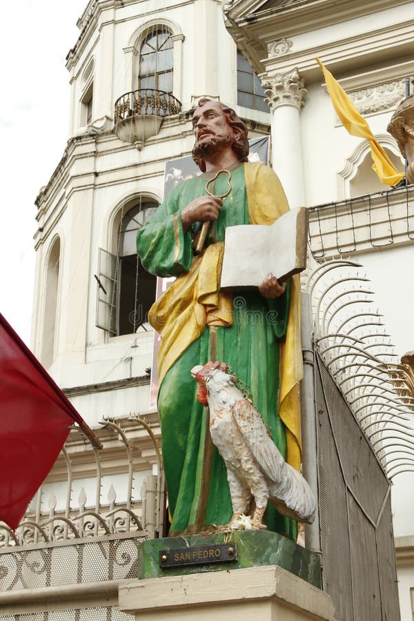 Outside of a Catholic Church with Statues of Saints in the Philippines