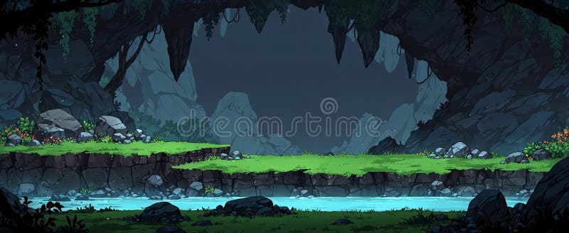Outside The Cave 03- Background for Level Design, RPG and Indie Games (). stock images