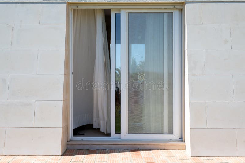 Outside Facade of a Home with Sliding Patio Doors Stock Image Image