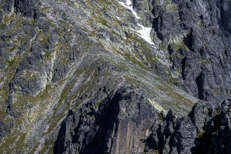 An outstanding mountain landscape of the High Tatras. The Lomnicka Pass, Lomnicke Sedlo, Slovakia