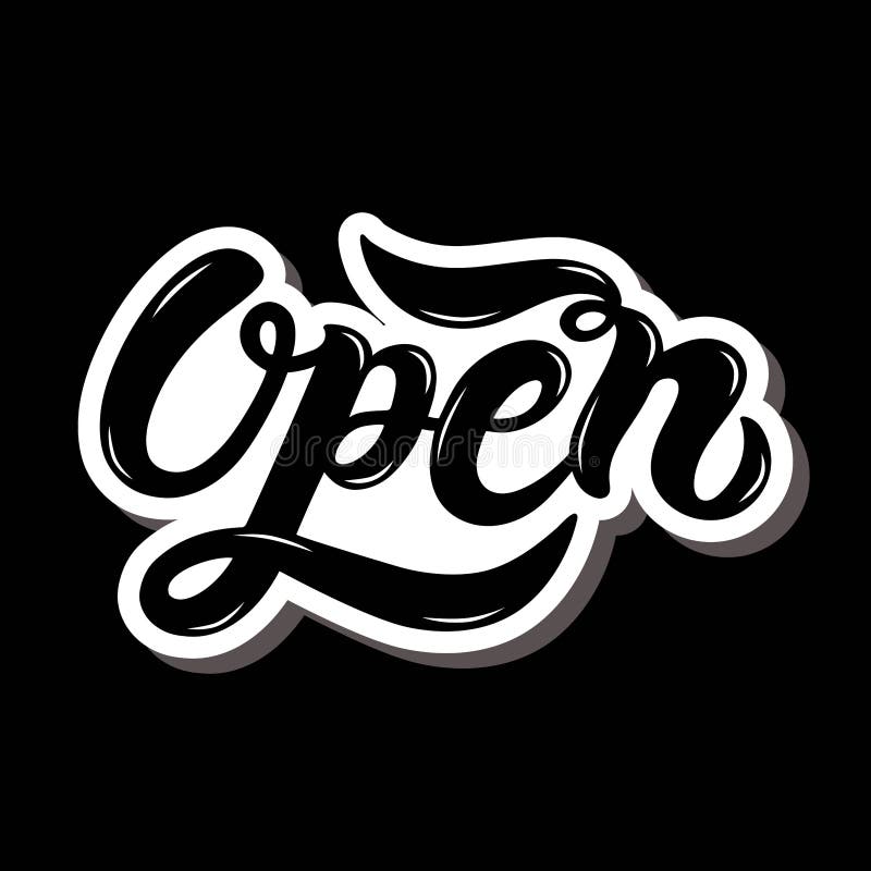 ouvert Nous sommes ouverts Lettrage tir? par la main illustration libre de droits ouvert Nous sommes ouverts Lettrage tir? par la main illustration libre de droits