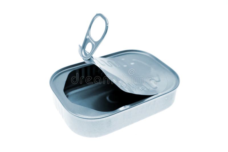 Open tin isolated over white background. Open tin isolated over white background