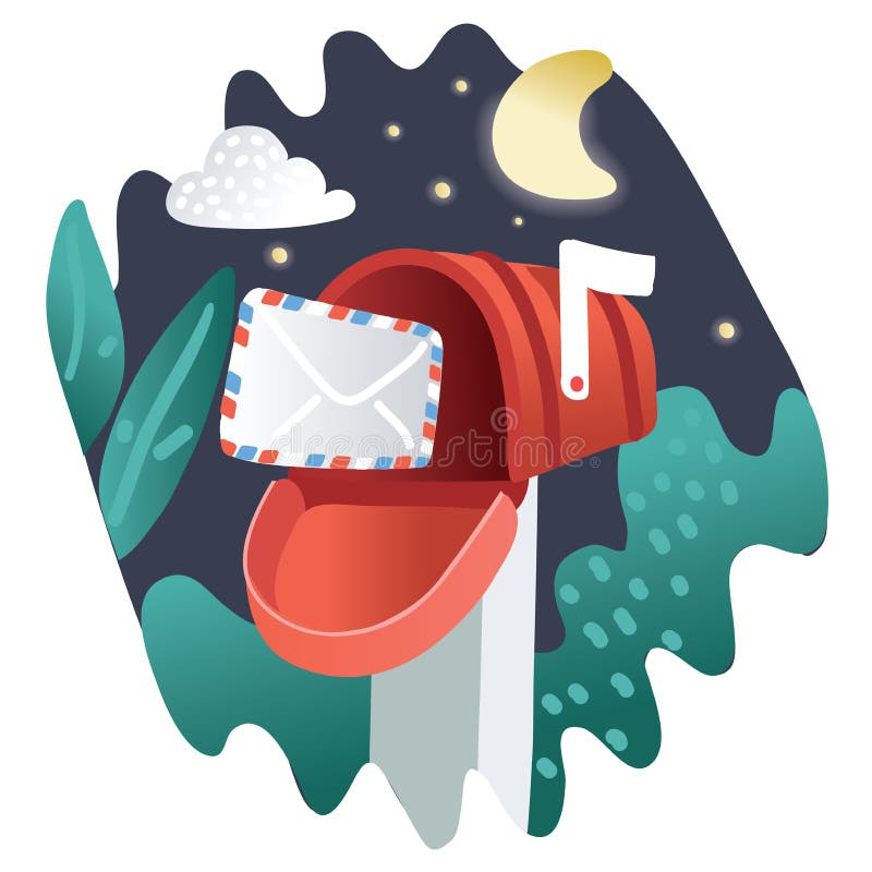 Ouvrez la boîte aux lettres rouge avec une enveloppe illustration libre de droits Ouvrez la boîte aux lettres rouge avec une enveloppe illustration libre de droits