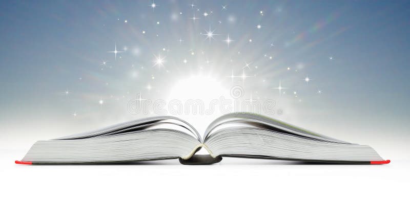 Ouvrez le livre émettant la lumière de scintillement photos libres de droits