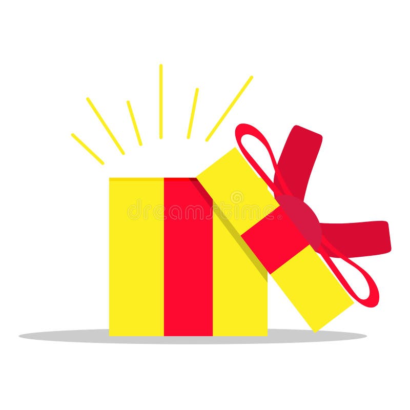 Ouvrez le vecteur de surprise de présent de boîte-cadeau Noël avec l'objet rouge de vacances de ruban Carton blanc de paquet de N illustration libre de droits Ouvrez le vecteur de surprise de présent de boîte-cadeau Noël avec l'objet rouge de vacances de ruban Carton blanc de paquet de N illustration libre de droits