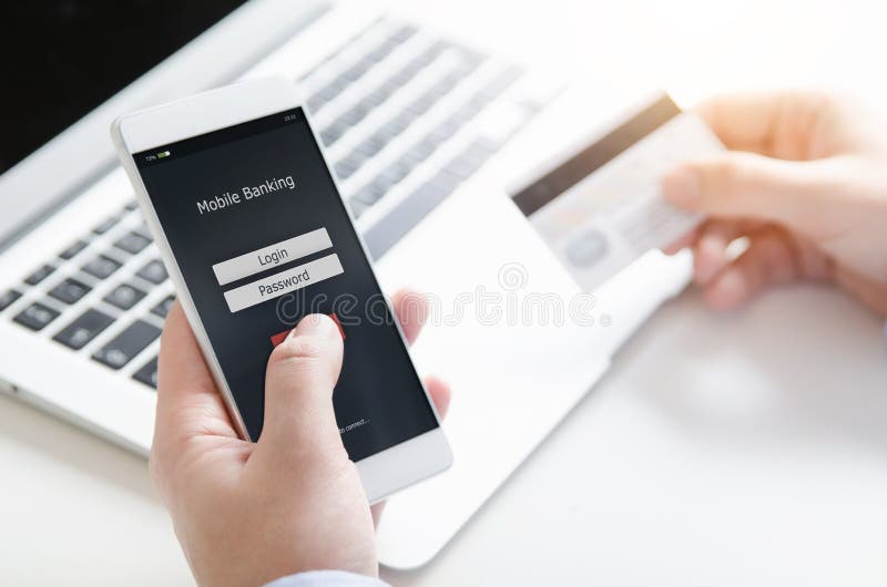 Ouvrez une session au compte bancaire mobile au téléphone intelligent