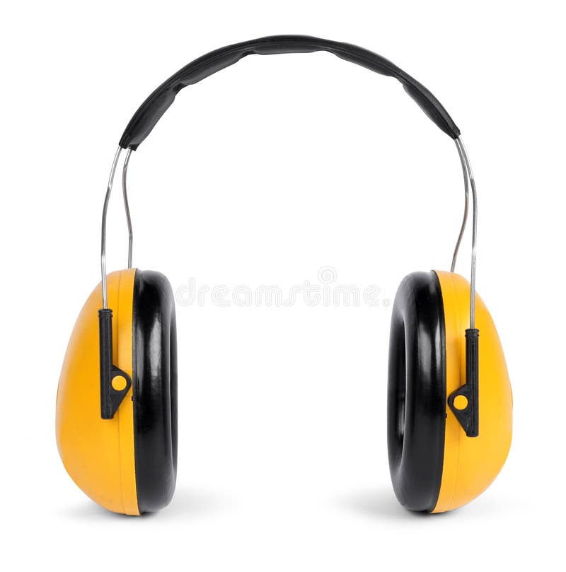 Protetores auriculares isolados sobre fundo branco fotos de stock