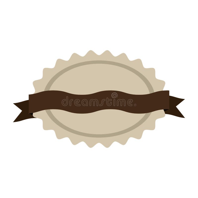 Oval Jagged Shape Seal Stamp with Brown Curved Label Stock Illustration ...