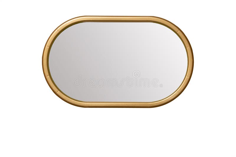 Oval mirror with a golden frame royalty free stock photo