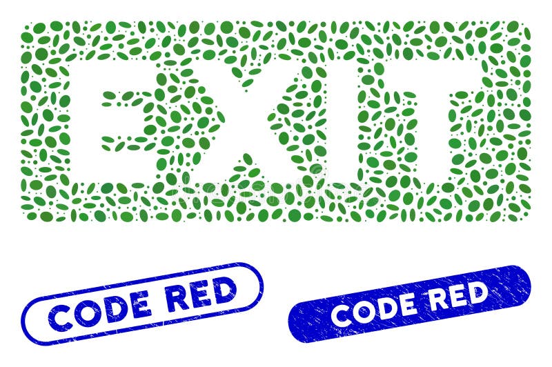 Oval Mosaic Exit Label with Distress Code Red Stamps Stock Vector ...