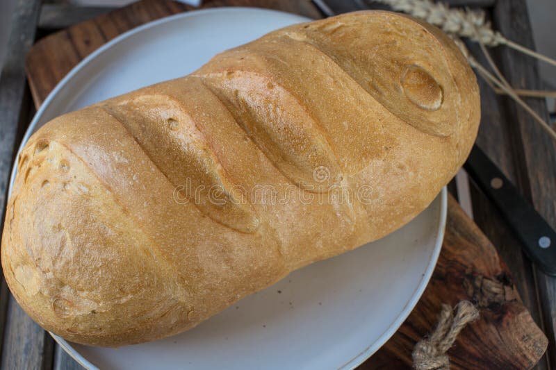 Oval White Bread from a German Bakery Stock Image Image of large